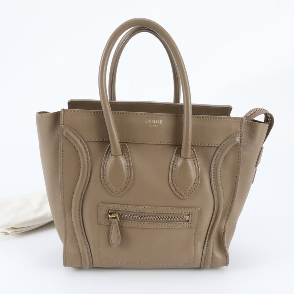 Celine Luggage Micro Shopper Leather Tote Bag Shoulder Handbag for Women